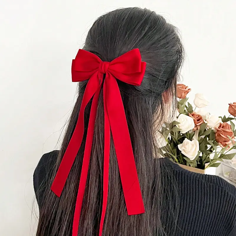 Red Large Bow Hairpin Back for Women