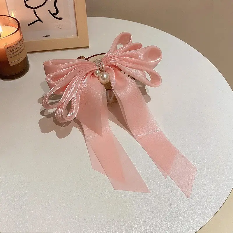 Fairy Bow Hairpins Black & Beige Pearl Trim — feature 30