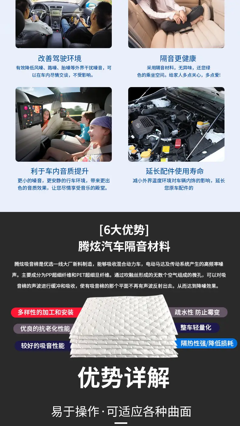 Car trunk sound insulation cotton material custom self-adhesive car trunk noise reduction mute sound absorption cotton manufacturers — feature 6