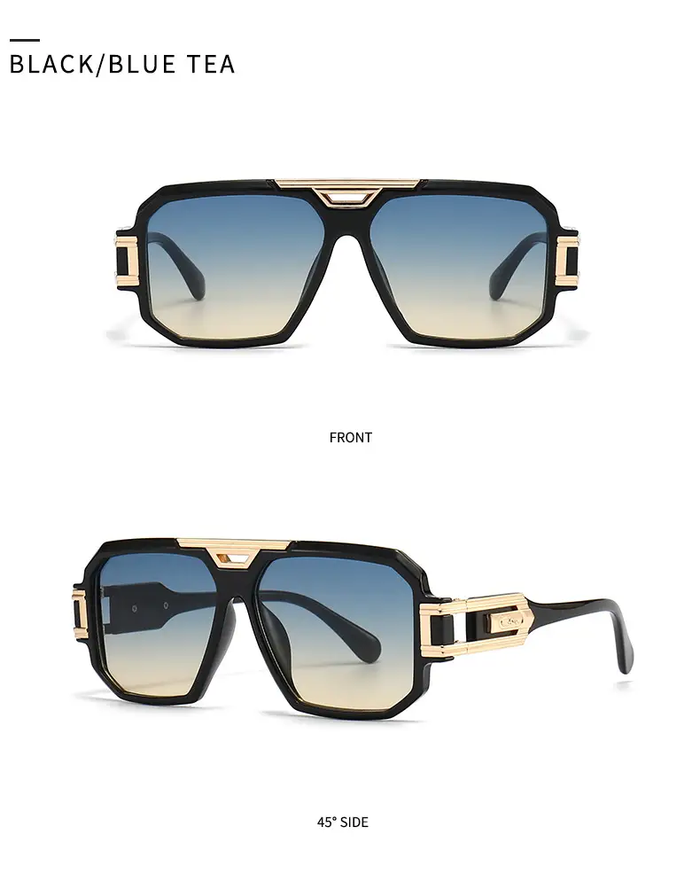 2023 Men Sunglasses Gold Gradient Large Frame — feature 11