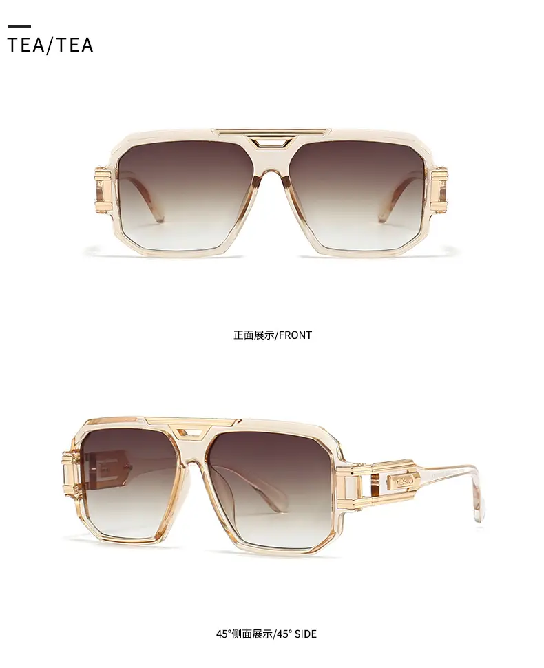 2023 Men Sunglasses Gold Gradient Large Frame — feature 17