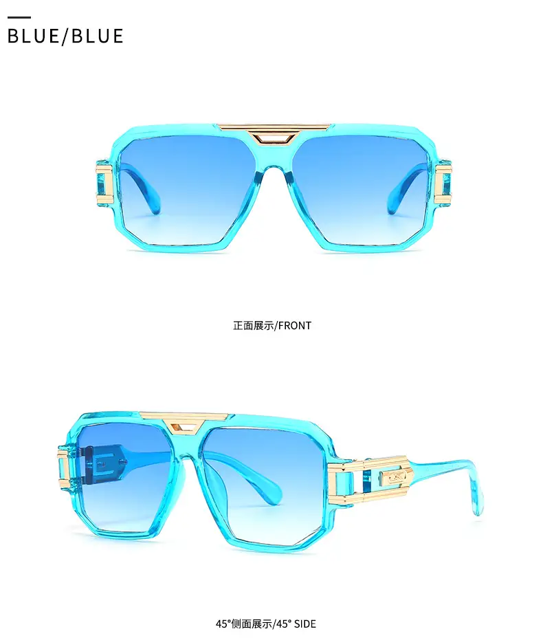 2023 Men Sunglasses Gold Gradient Large Frame — feature 19