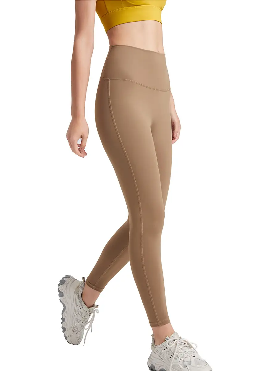 Hip-Lifting High Waist Yoga Pants Brown - Image 21
