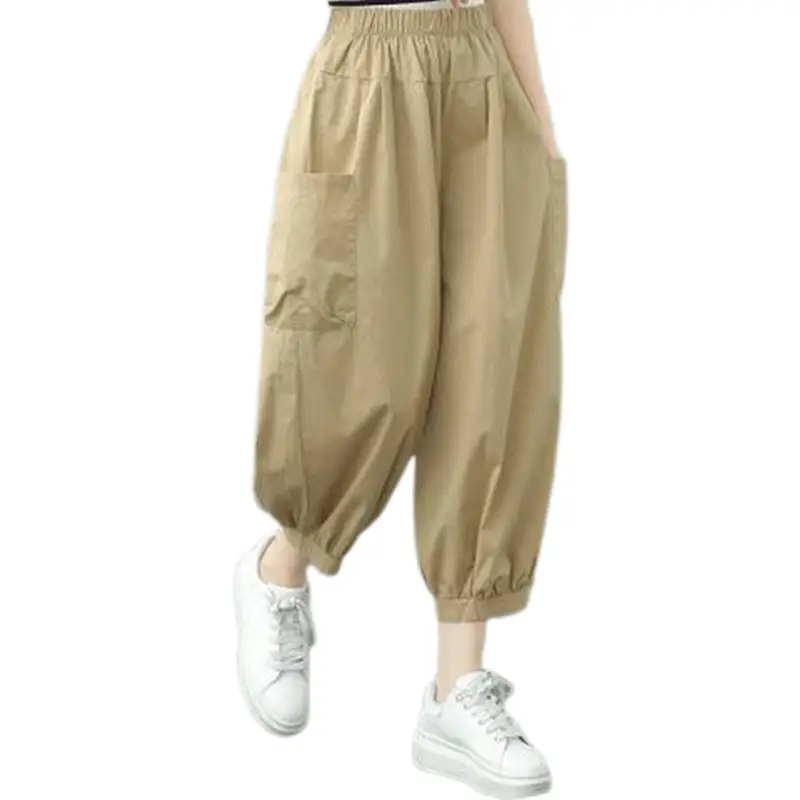 Women's Loose High-Waisted Slim Harem Pants Tan 2025 - Image 9