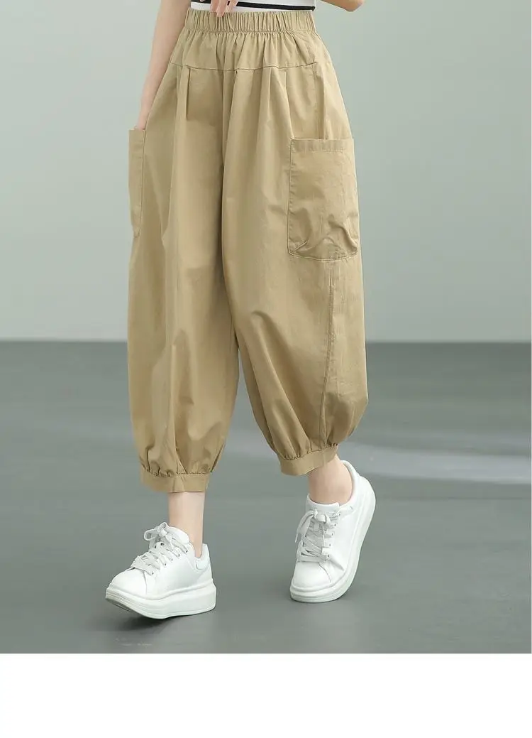 Women's Loose High-Waisted Slim Harem Pants Tan 2025 — feature 11