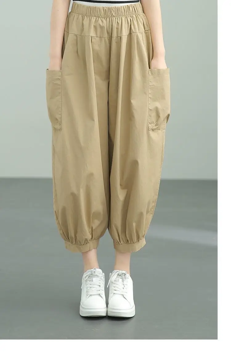 Women's Loose High-Waisted Slim Harem Pants Tan 2025 — feature 13