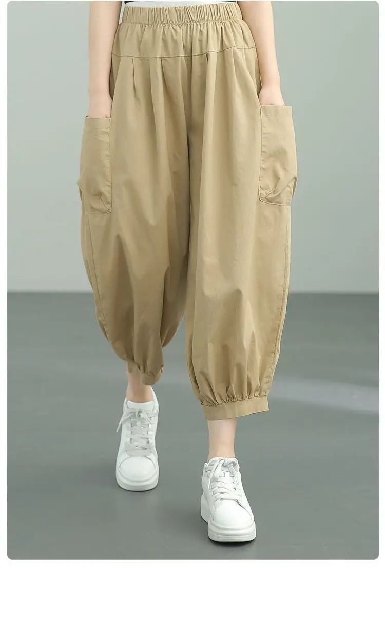 Women's Loose High-Waisted Slim Harem Pants Tan 2025 — feature 3