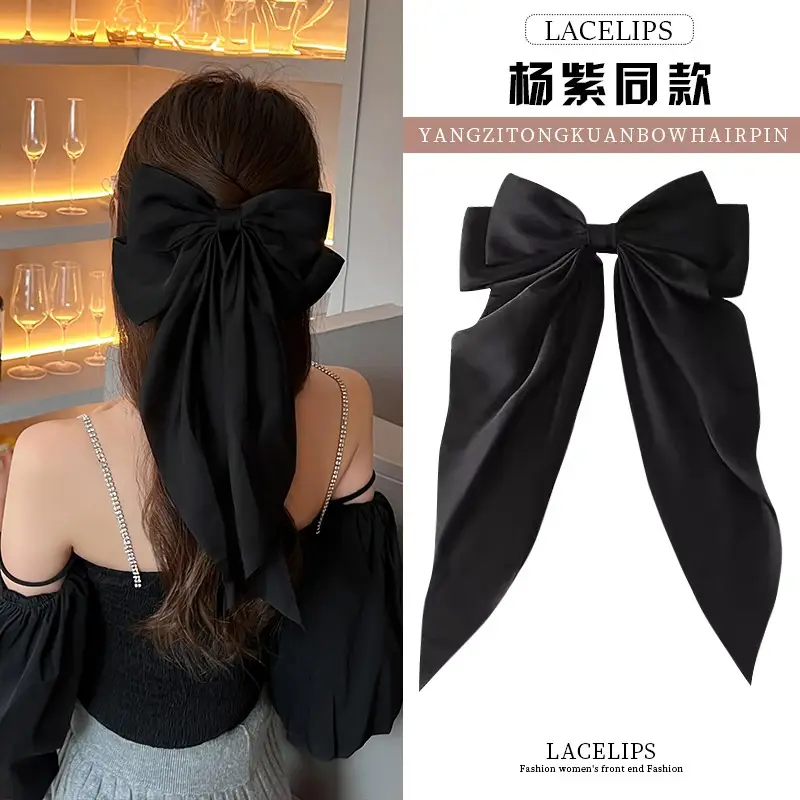 New Year Red Bow Hairpin for Women Satin Ribbon Clip - Image 6