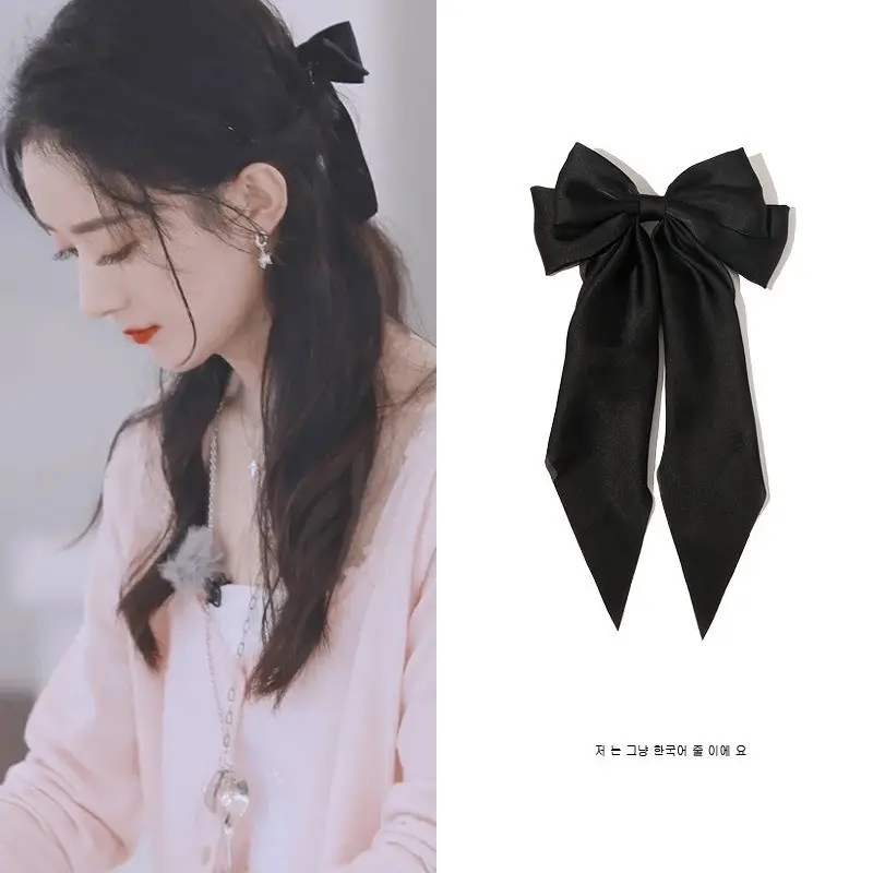 New Year Red Bow Hairpin for Women Satin Ribbon Clip — feature 15