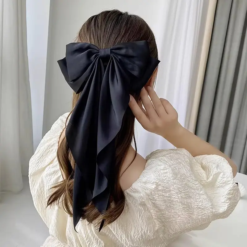 New Year Red Bow Hairpin for Women Satin Ribbon Clip — feature 17