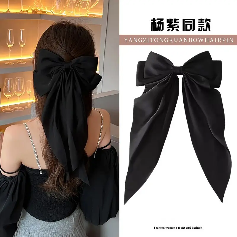 New Year Red Bow Hairpin for Women Satin Ribbon Clip — feature 7