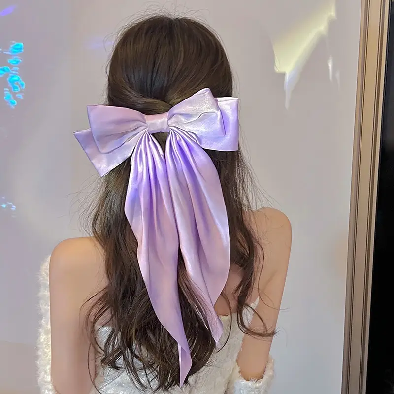 New Year Red Bow Hairpin for Women Satin Ribbon Clip - Image 3