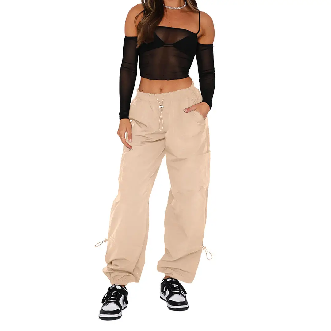 2023 Loose Fitting Multi-Pocket Work Pants Beige - Image 9