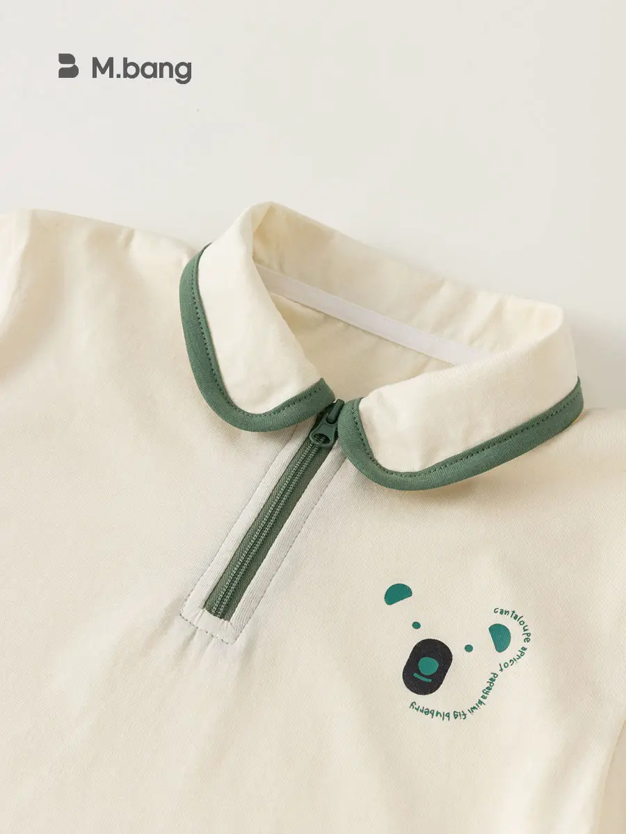 Yubao Children's Polo Top Shorts Set Cream Green - Image 5