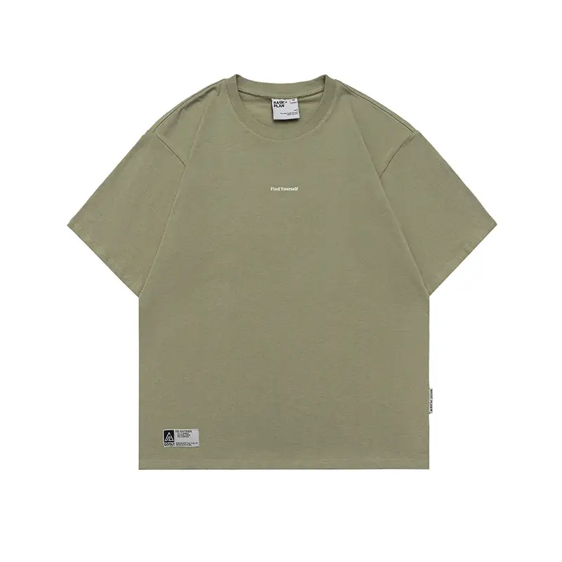 Men's Olive Green Retro Round Neck T-Shirt