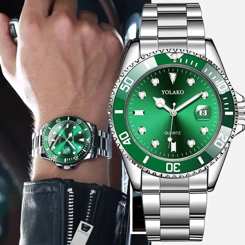 Yolao Green Dial Men's Quartz Watch with Calendar — feature 1