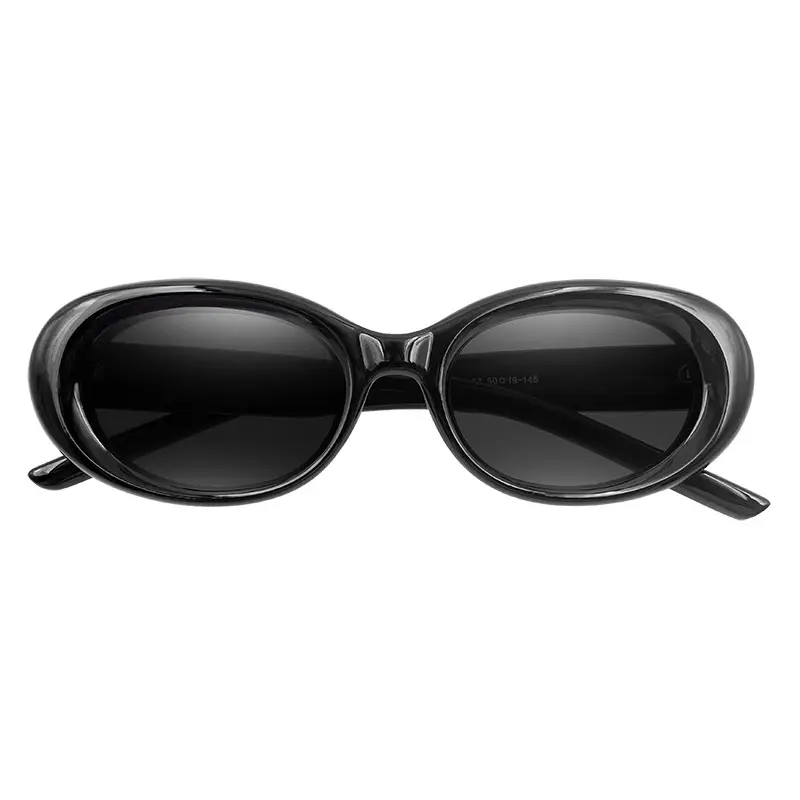 Oval Sunglasses Black Radiation Protection Retro Small Frame - Image 10