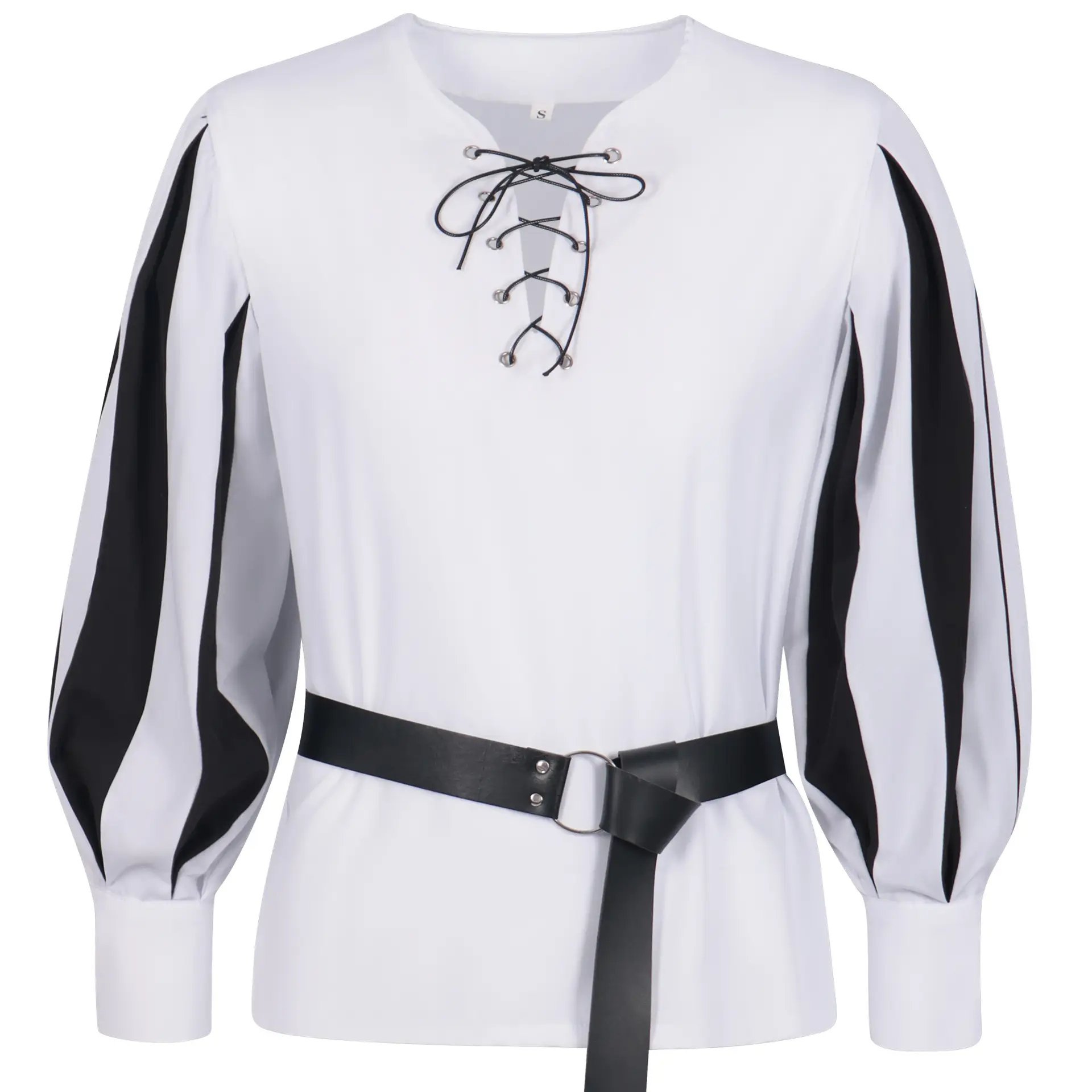 European & American Retro Medieval Drama Costume Color Matching Strap Collar Shirt Cosplay Top — feature 17