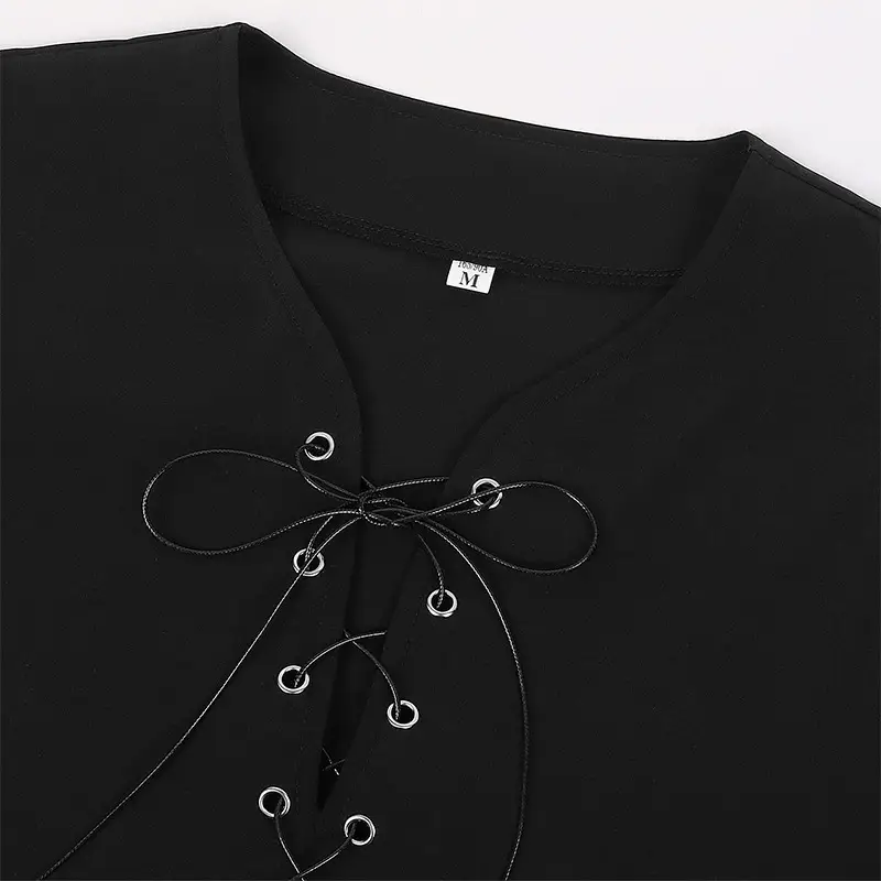 European & American Retro Medieval Drama Costume Color Matching Strap Collar Shirt Cosplay Top — feature 8