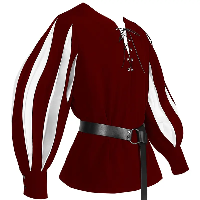 European & American Retro Medieval Drama Costume Color Matching Strap Collar Shirt Cosplay Top - Image 4