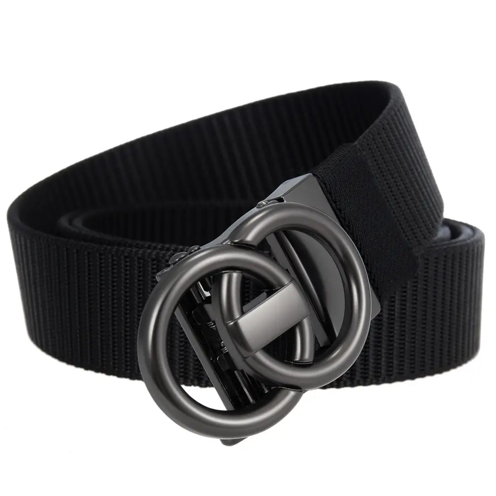 Men's Black Nylon Belt with Silver Buckle - Image 4