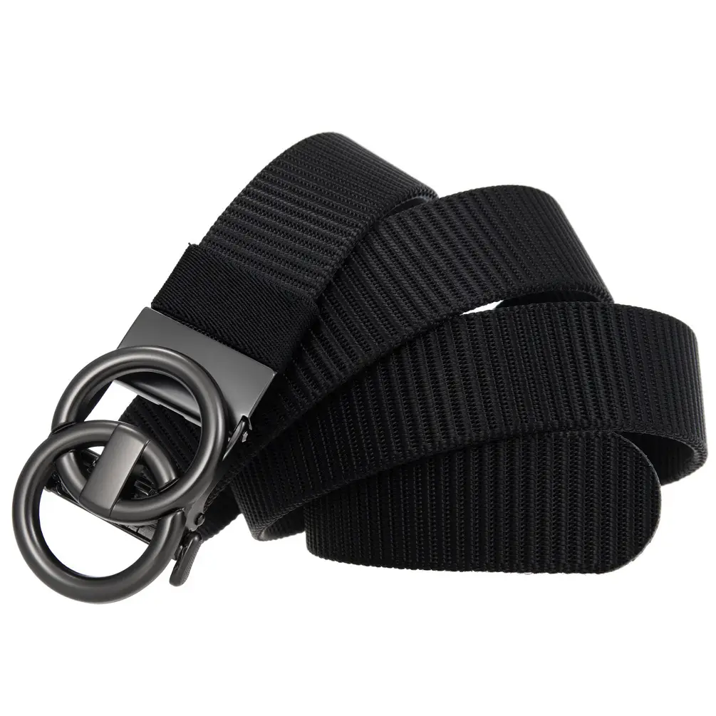Men's Black Nylon Belt with Silver Buckle — feature 3
