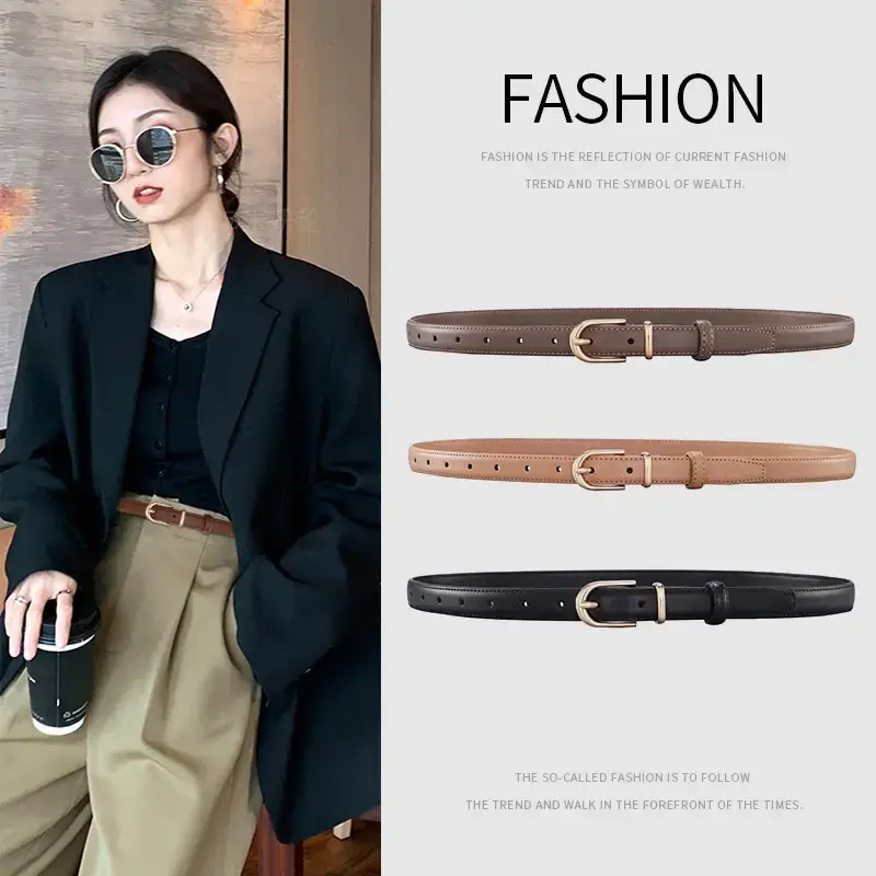 Women's Genuine Leather Belt with Pin Buckle for Jeans Suits Skirts - Image 5