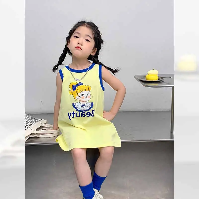 Girls Printed Vest Skirt Summer Dress 3-8Yrs - Image 7