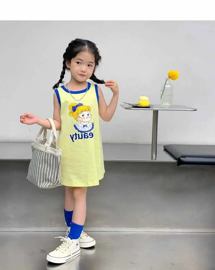 Girls Printed Vest Skirt Summer Dress 3-8Yrs — feature 22