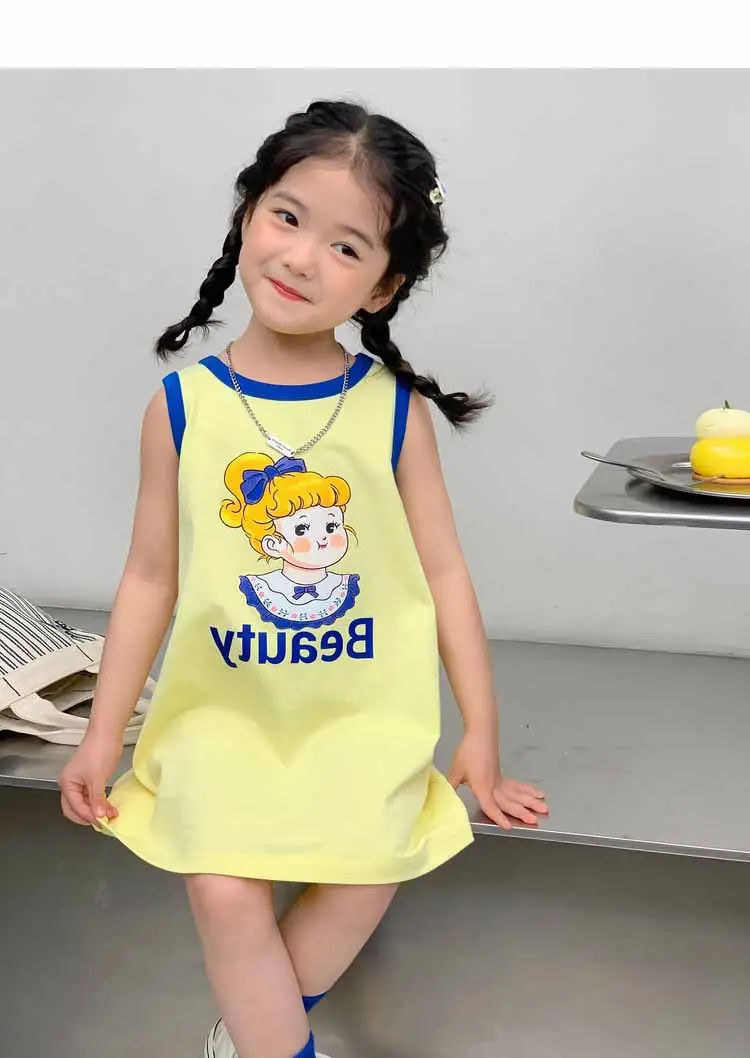 Girls Printed Vest Skirt Summer Dress 3-8Yrs — feature 24