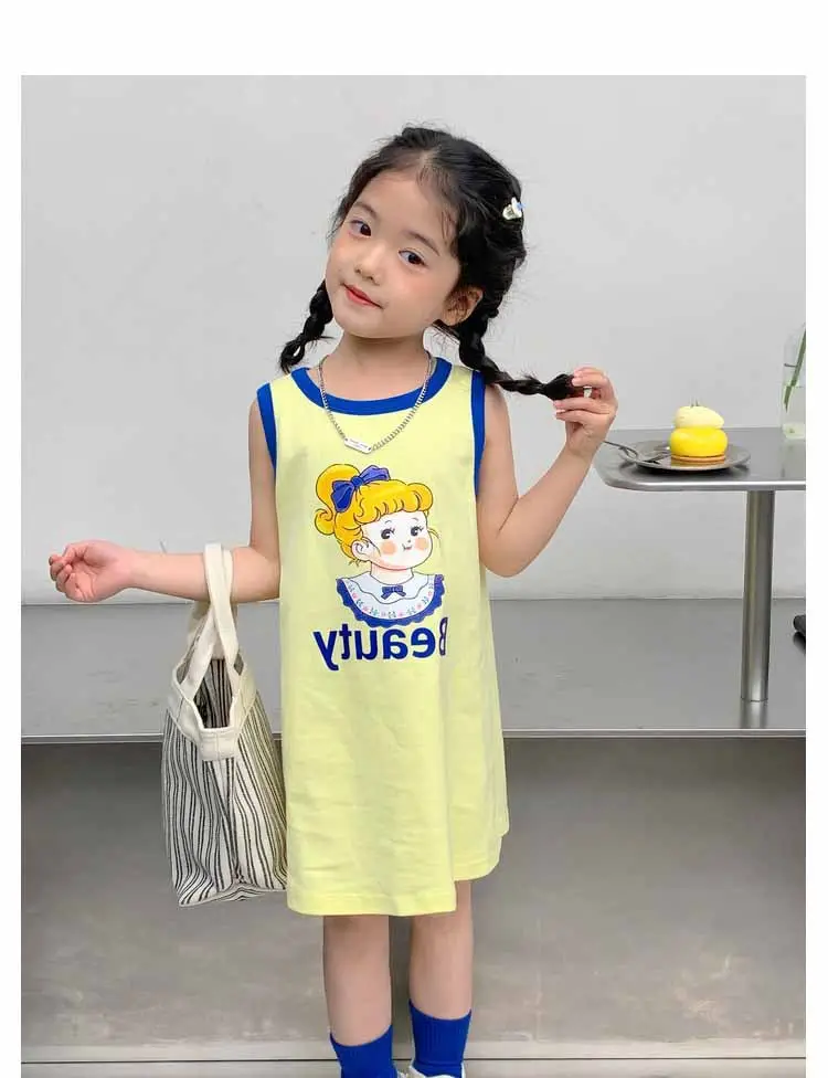 Girls Printed Vest Skirt Summer Dress 3-8Yrs — feature 28