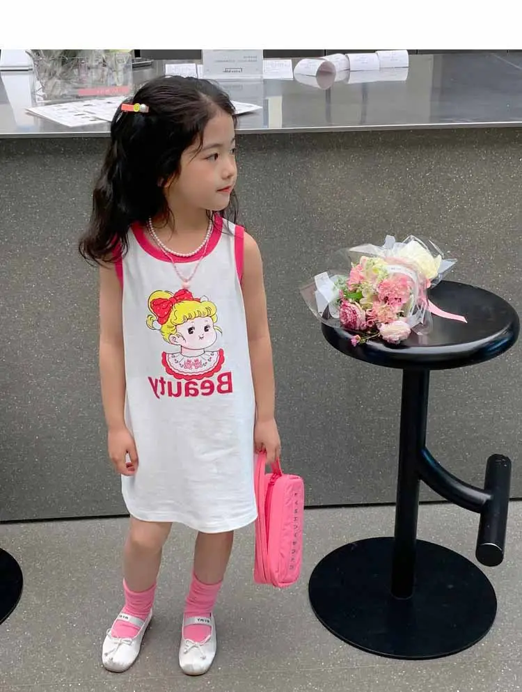 Girls Printed Vest Skirt Summer Dress 3-8Yrs — feature 3