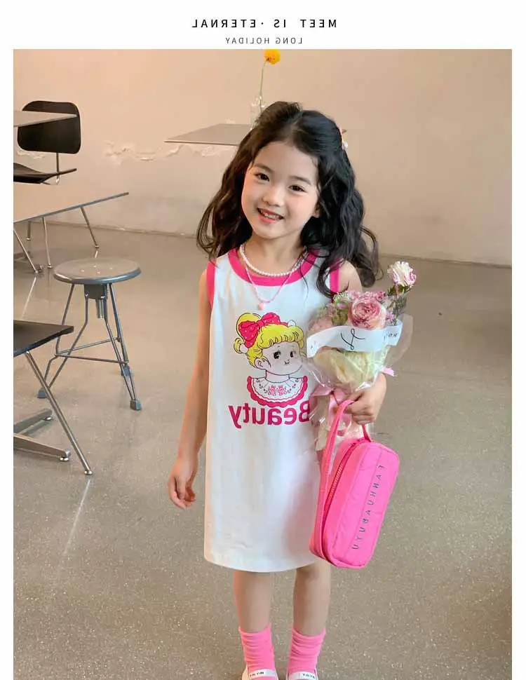Girls Printed Vest Skirt Summer Dress 3-8Yrs — feature 4