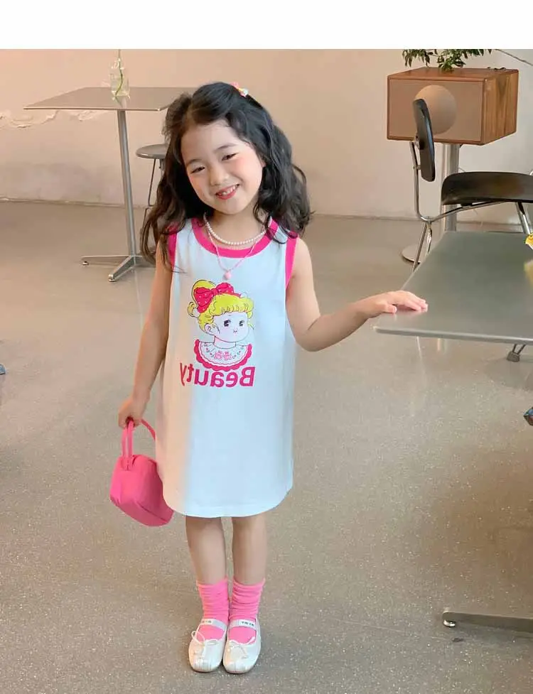 Girls Printed Vest Skirt Summer Dress 3-8Yrs — feature 6
