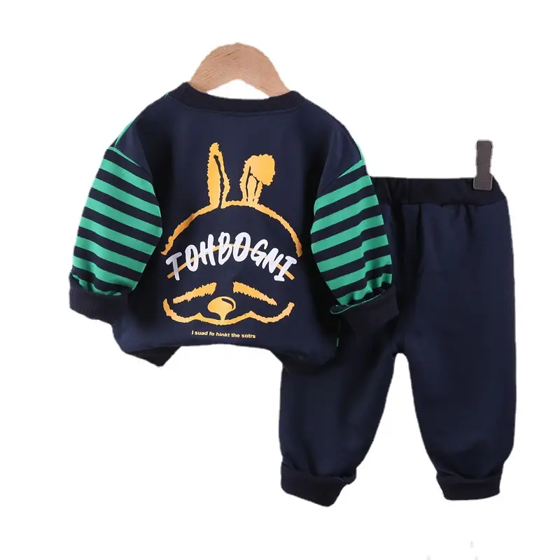Children Striped Spring Suit Black White Rabbit T-Shirt - Image 5