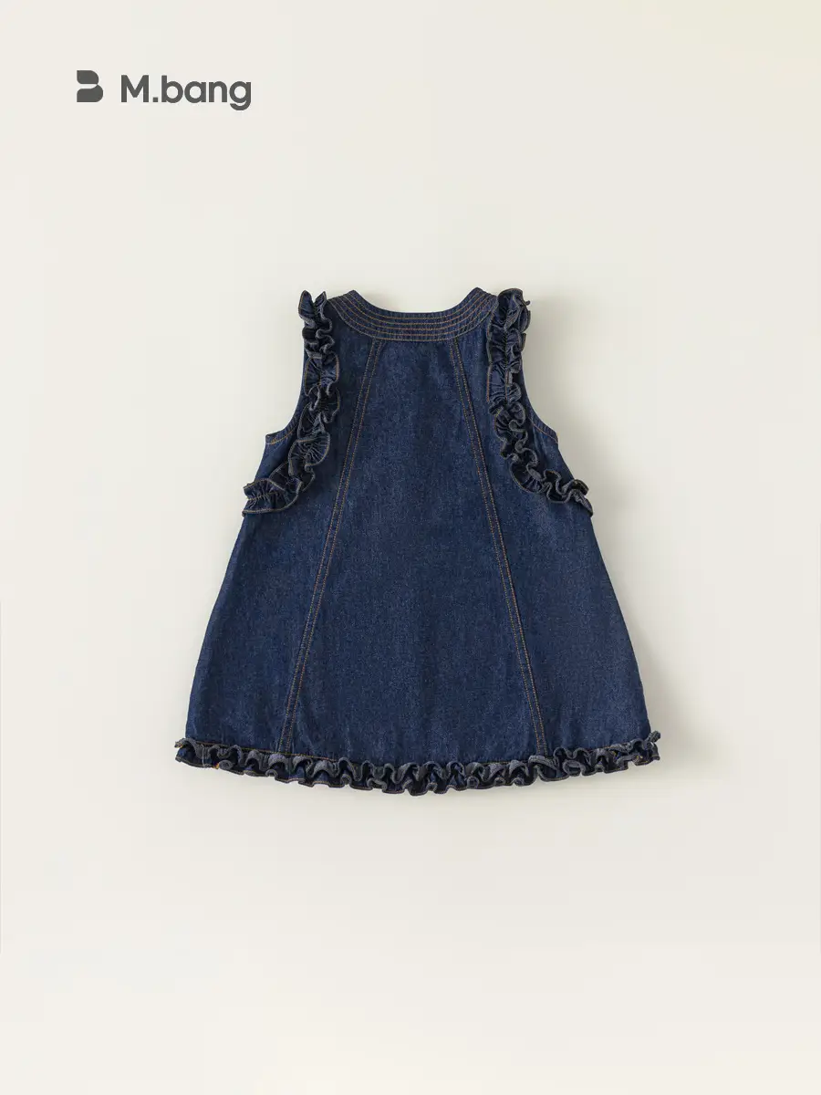 Yibao Girls Sleeveless Denim Skirt Dress Blue - Image 3