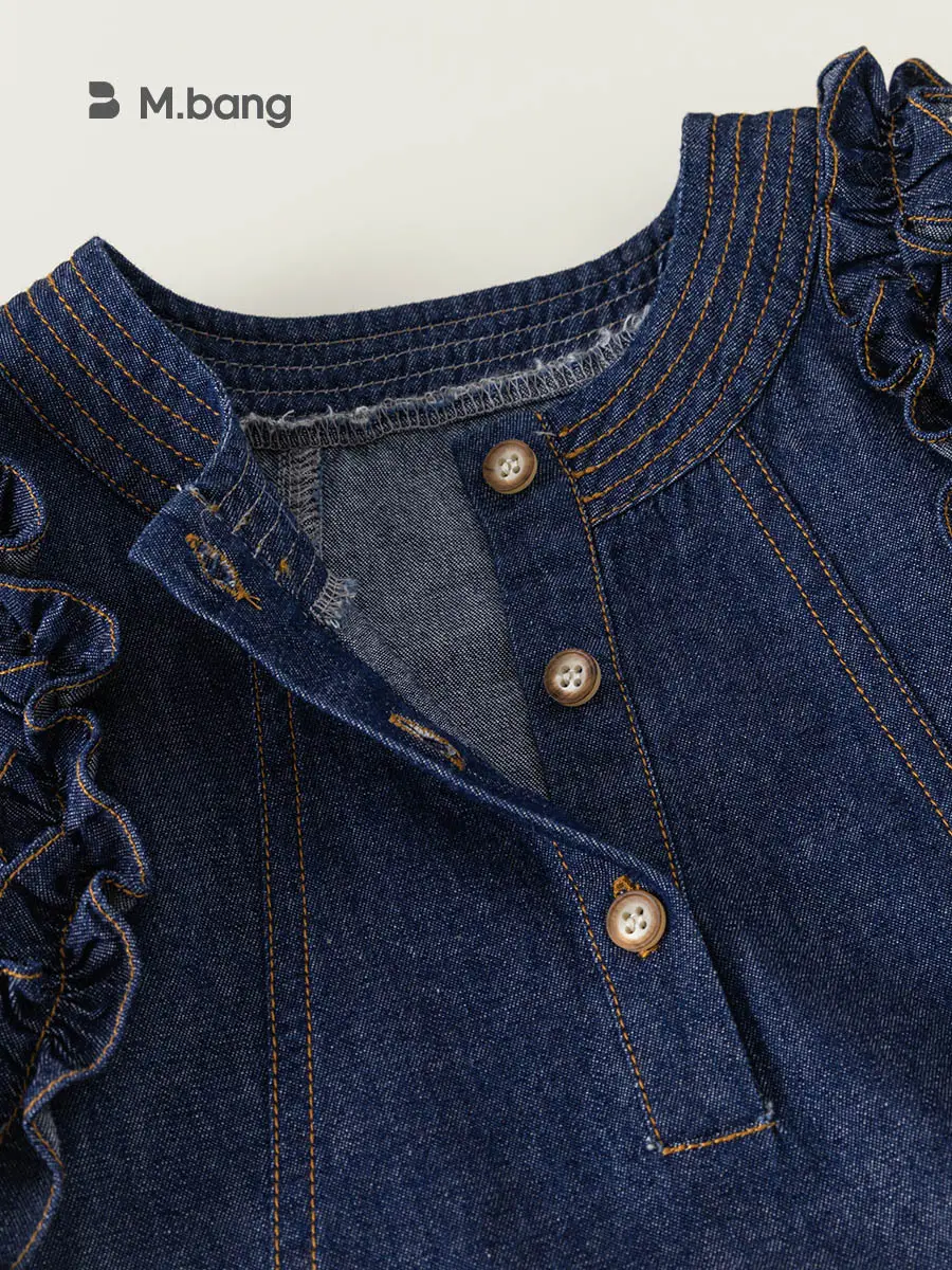 Yibao Girls Sleeveless Denim Skirt Dress Blue - Image 4