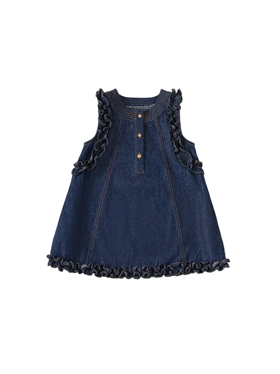 Yibao Girls Sleeveless Denim Skirt Dress Blue - Image 6