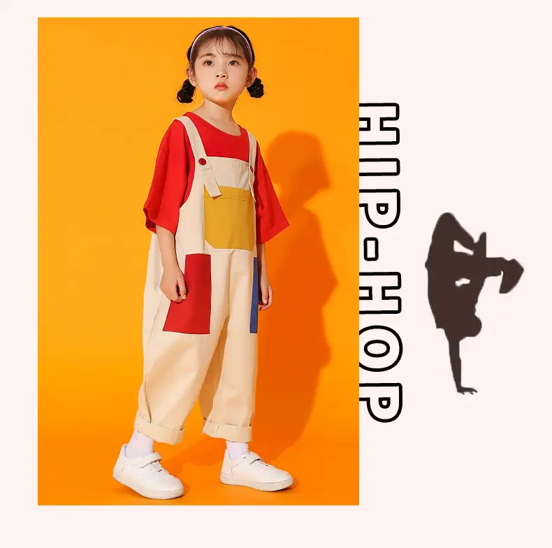 Girls Cheerleading Outfit with Colorful Overalls — feature 11