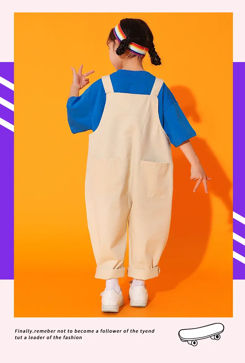 Girls Cheerleading Outfit with Colorful Overalls — feature 14