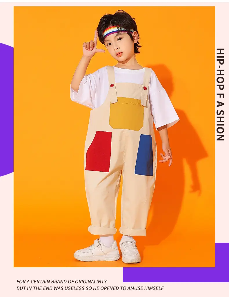 Girls Cheerleading Outfit with Colorful Overalls — feature 6