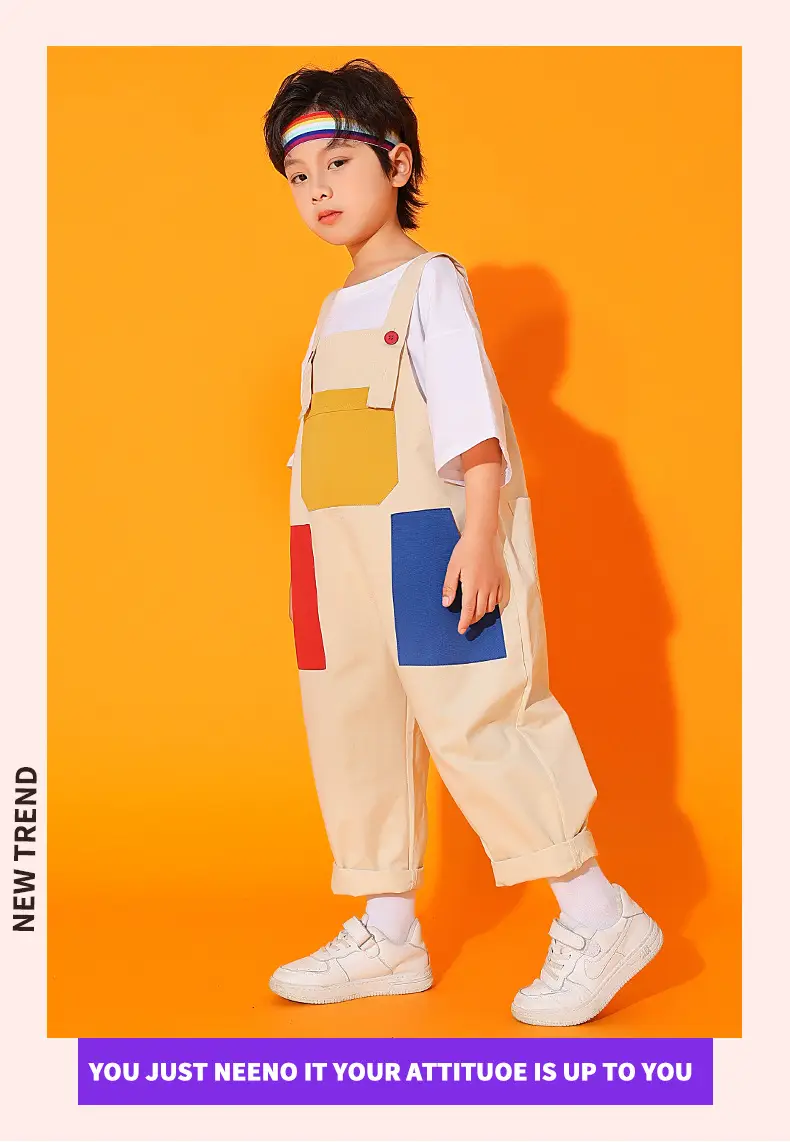 Girls Cheerleading Outfit with Colorful Overalls — feature 7