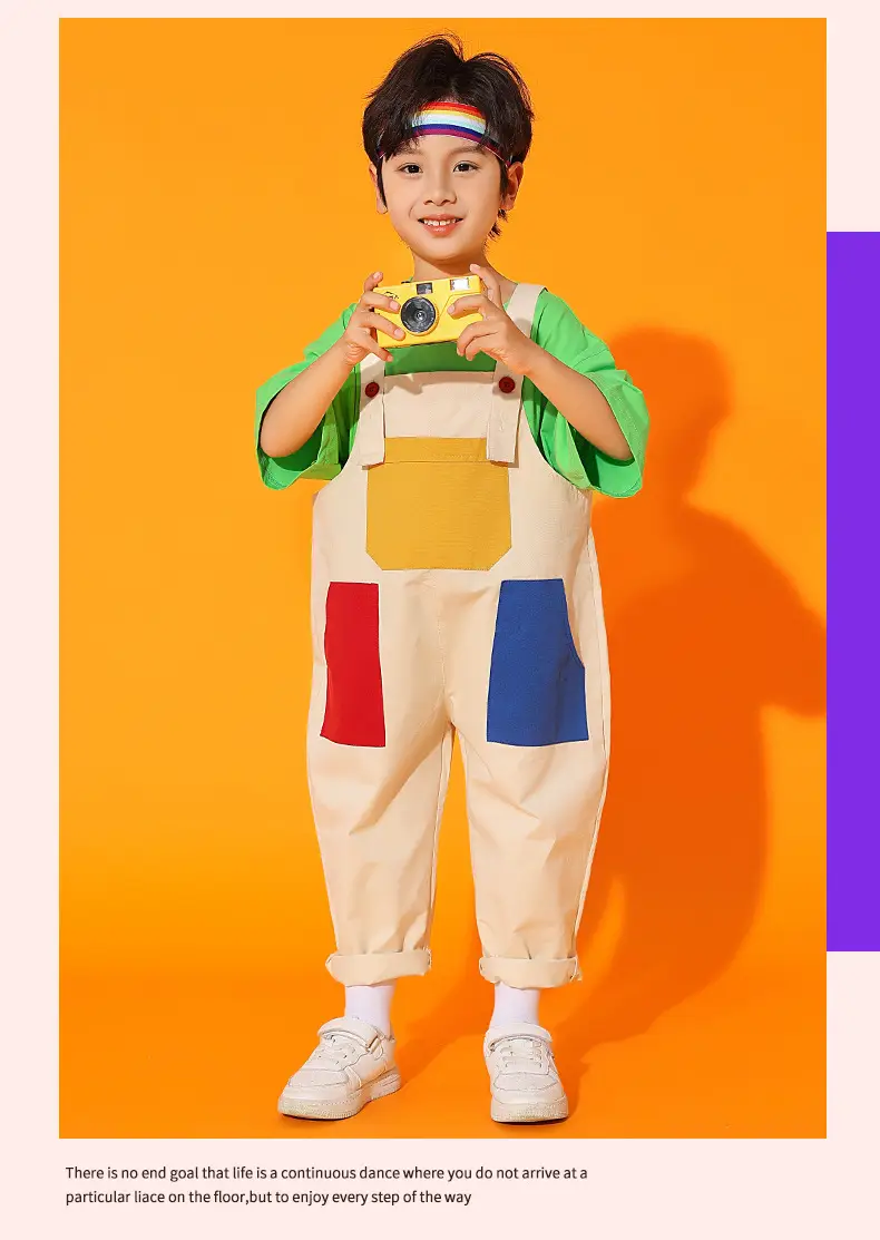 Girls Cheerleading Outfit with Colorful Overalls — feature 9