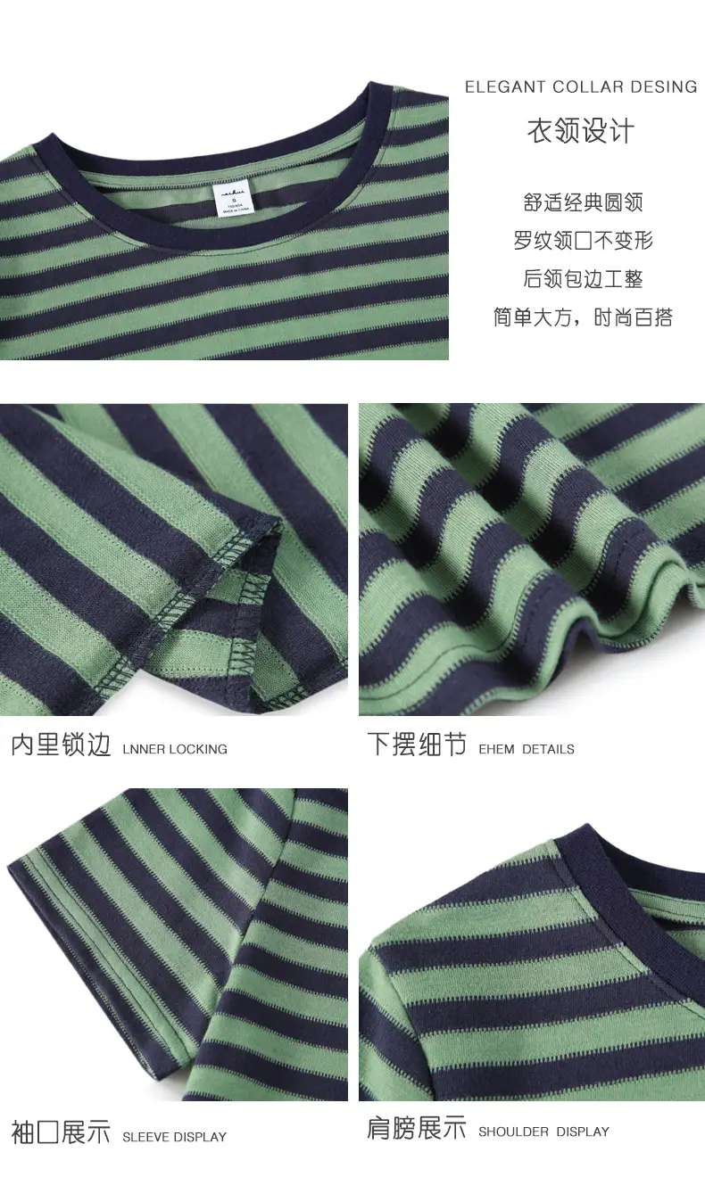 Women Striped T-Shirt Summer Loose Fit Round Neck — feature 5