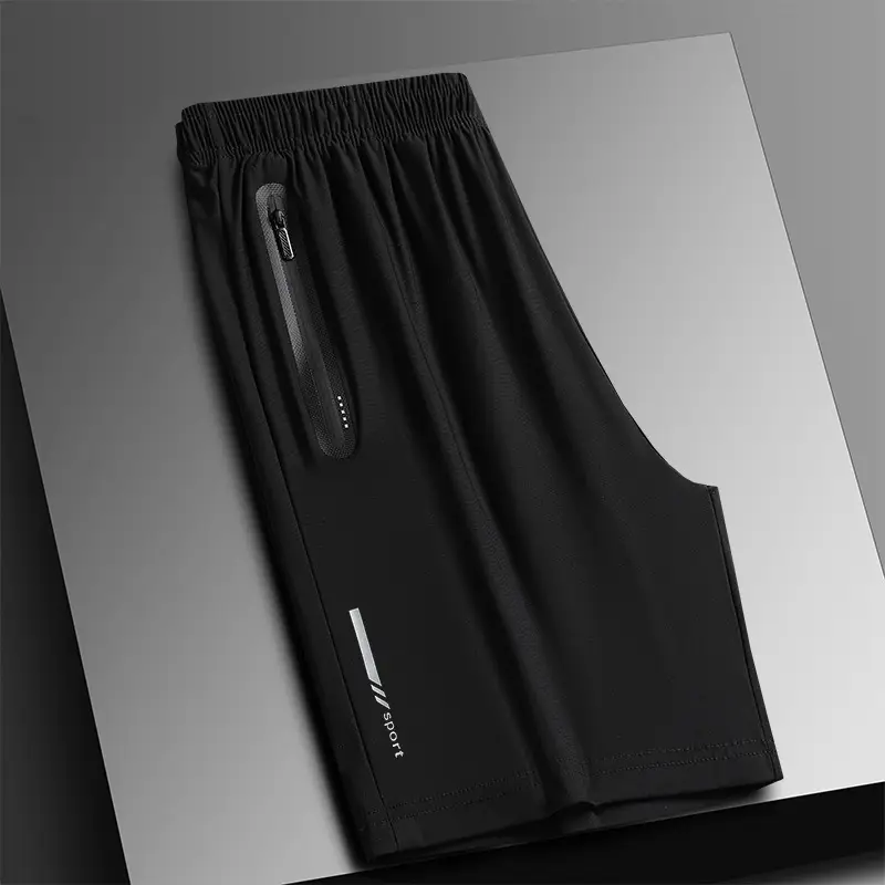 New Men's Black Five-Point Sports Shorts Quick-Drying