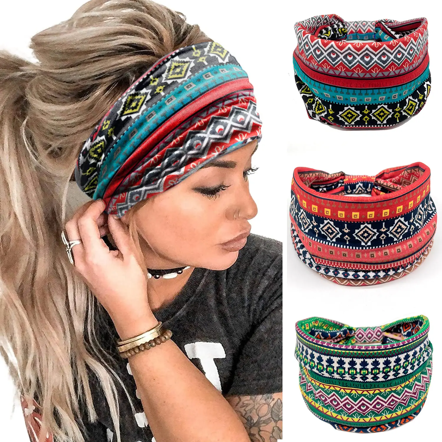 Wide-Brimmed Personalized Headband with Starry Sky Moon Print — feature 10