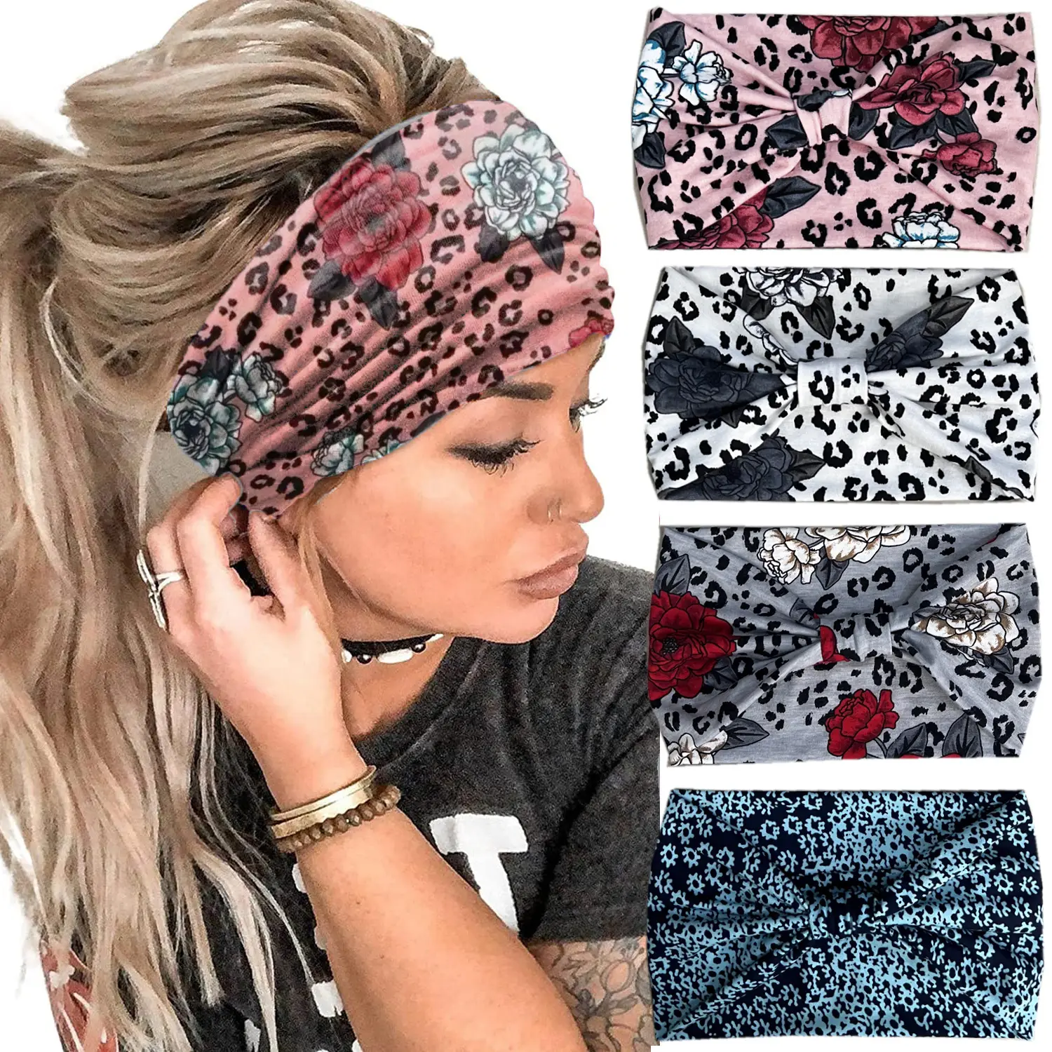 Wide-Brimmed Personalized Headband with Starry Sky Moon Print — feature 12
