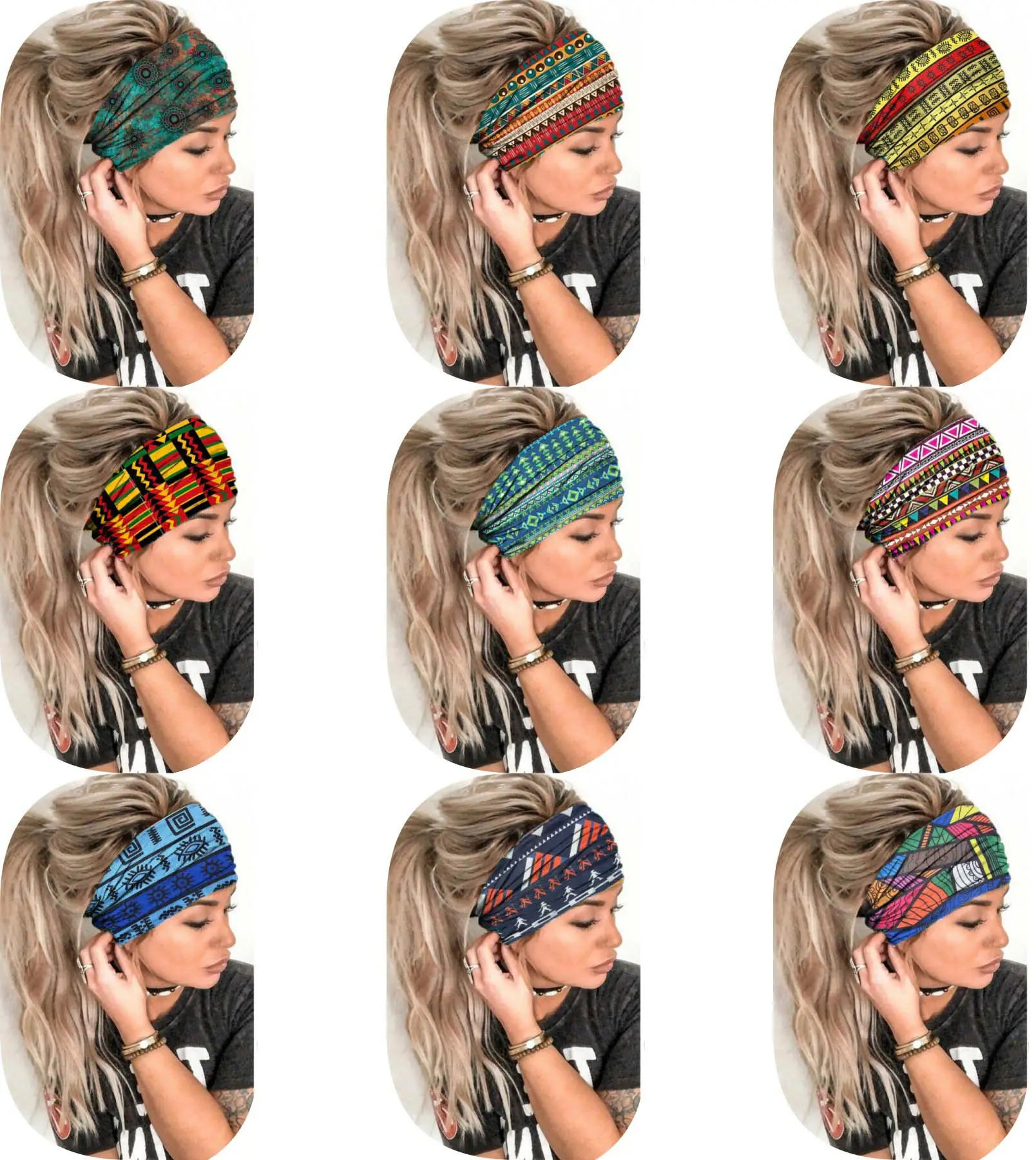 Wide-Brimmed Personalized Headband with Starry Sky Moon Print — feature 19