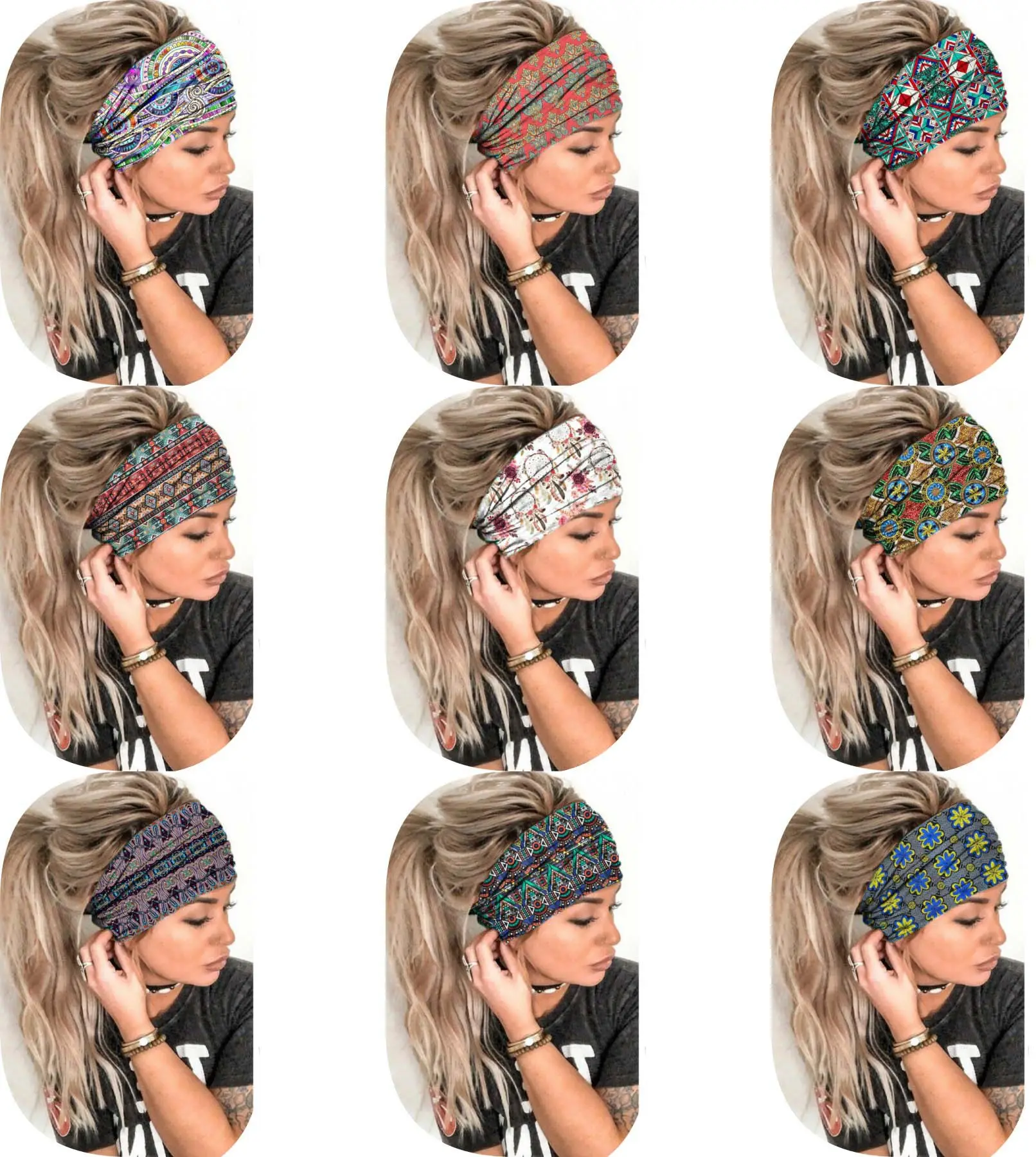 Wide-Brimmed Personalized Headband with Starry Sky Moon Print — feature 20