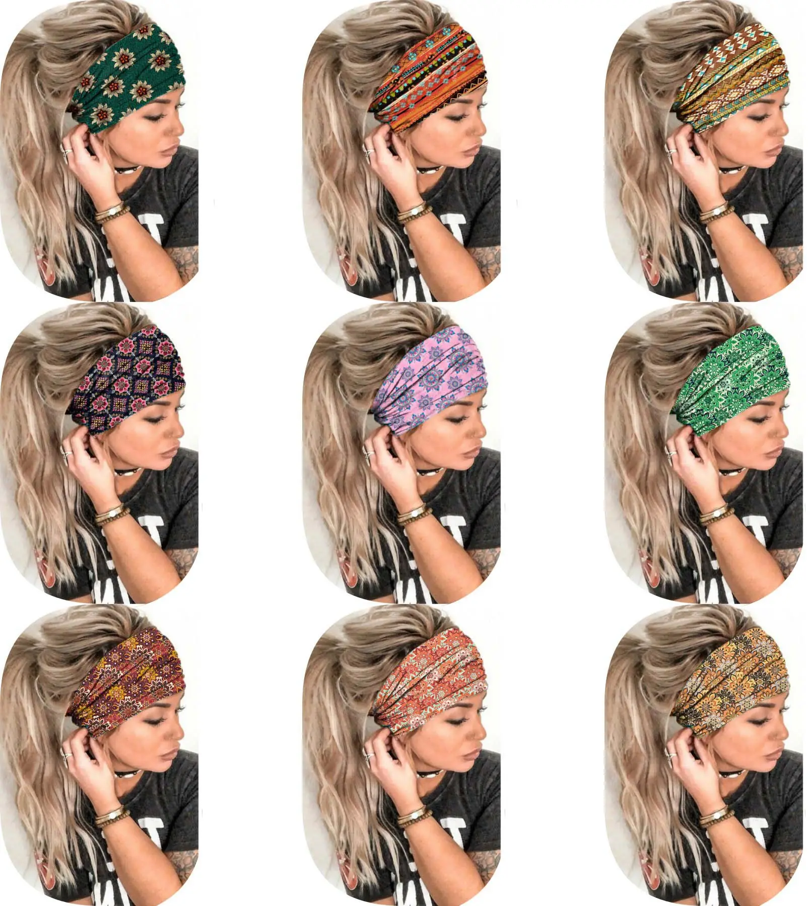 Wide-Brimmed Personalized Headband with Starry Sky Moon Print — feature 21